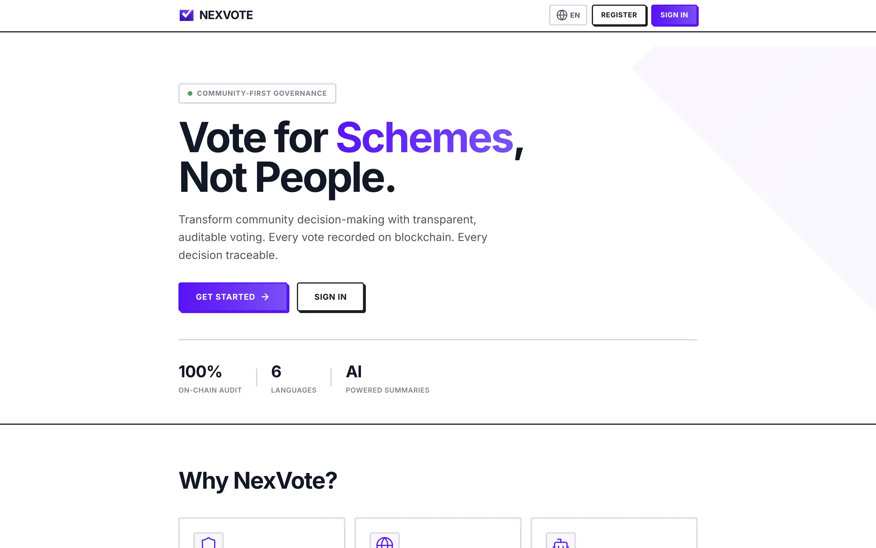 Nexvote voting platform screenshot