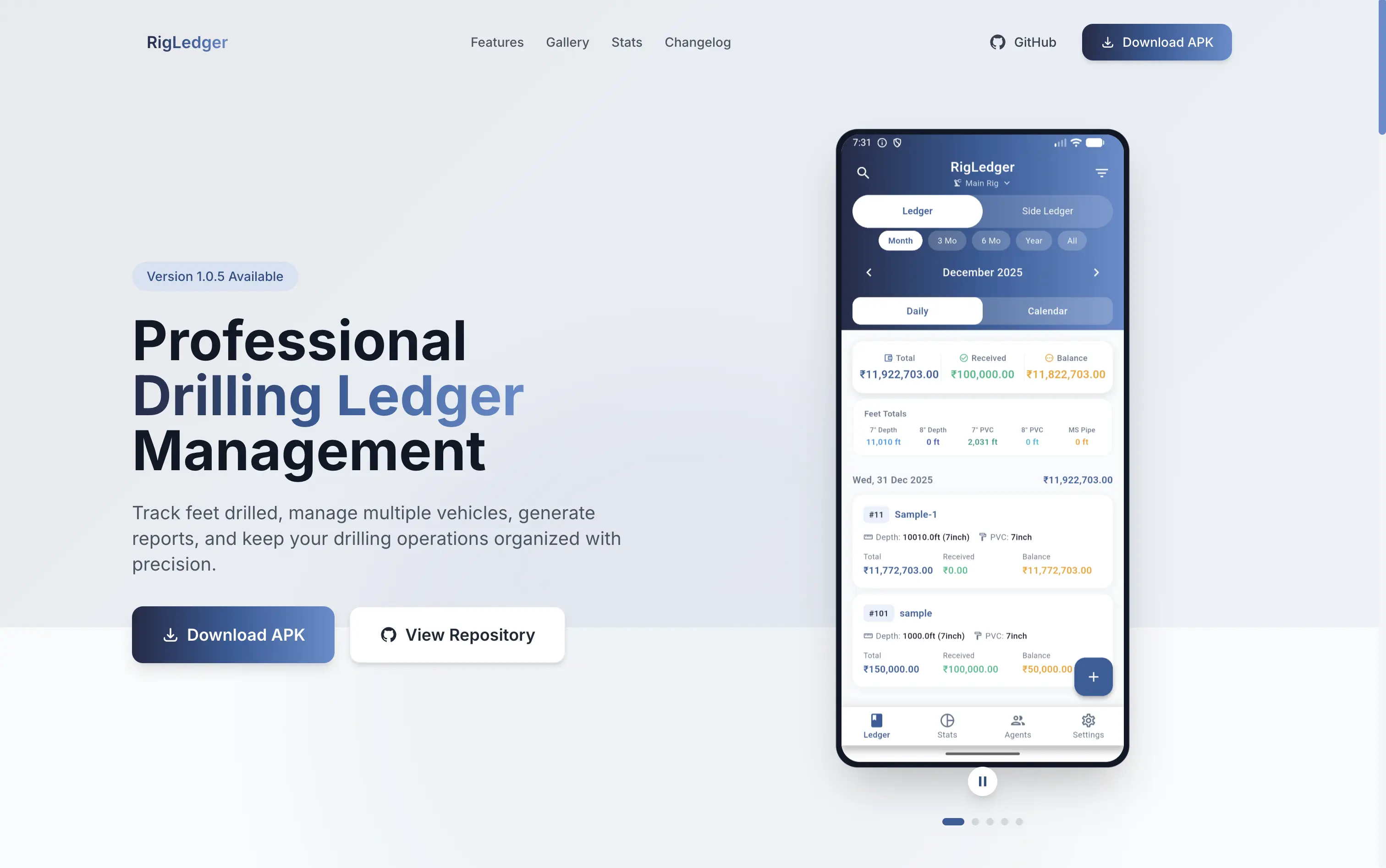 RigLedger drilling app screenshot